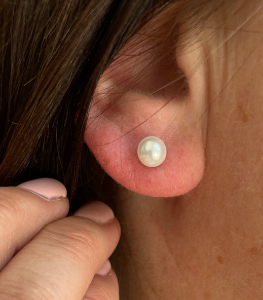 Pearl Stud Earrings, Sterling Silver