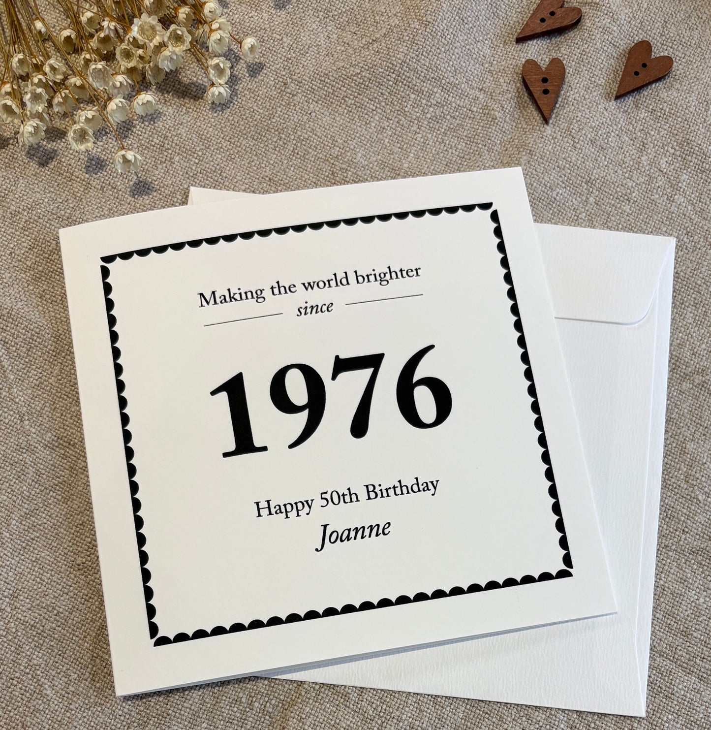 Personalised with Year, Name & Age, Contemporary Birthday Card for Him / Her