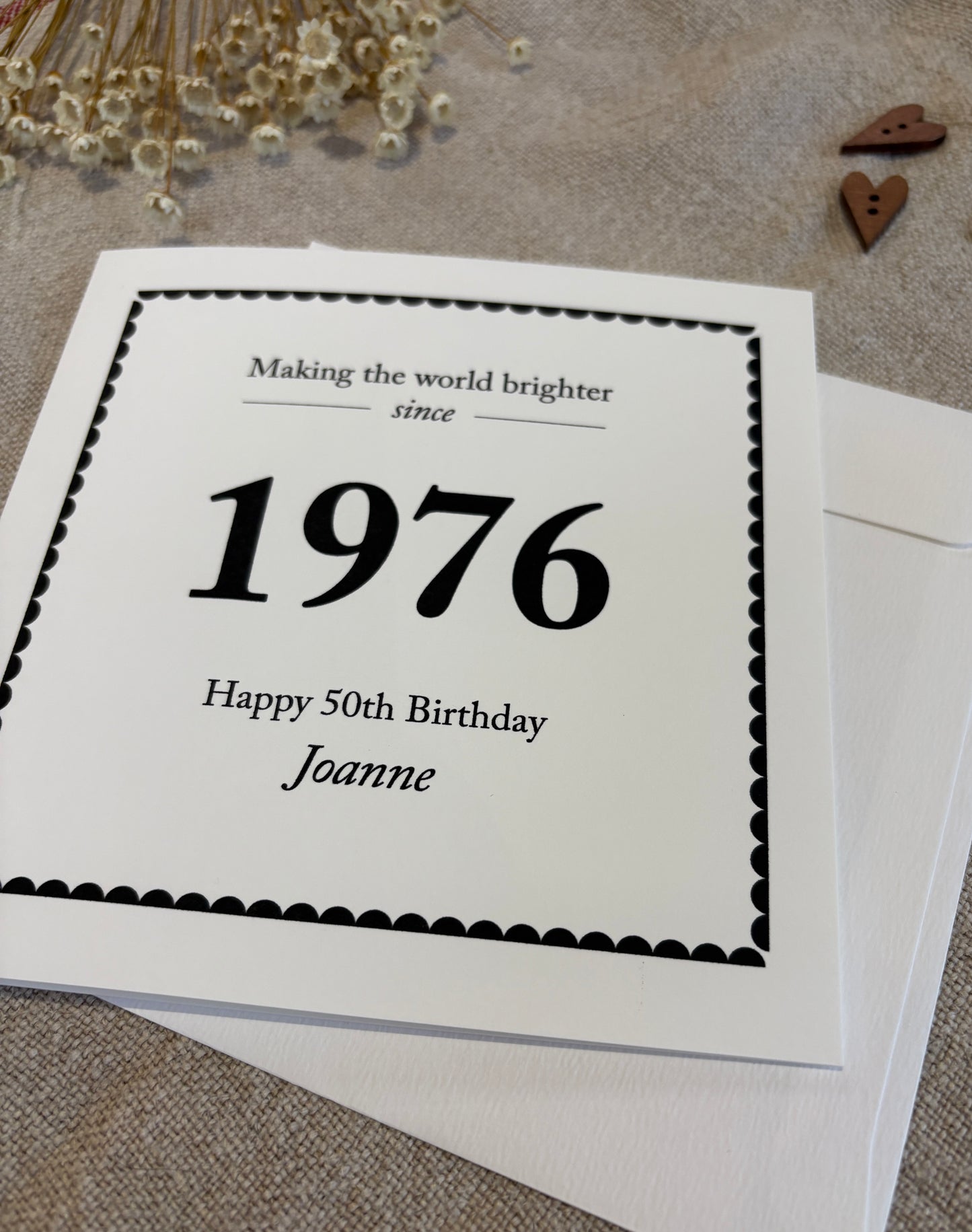 Personalised with Year, Name & Age, Contemporary Birthday Card for Him / Her