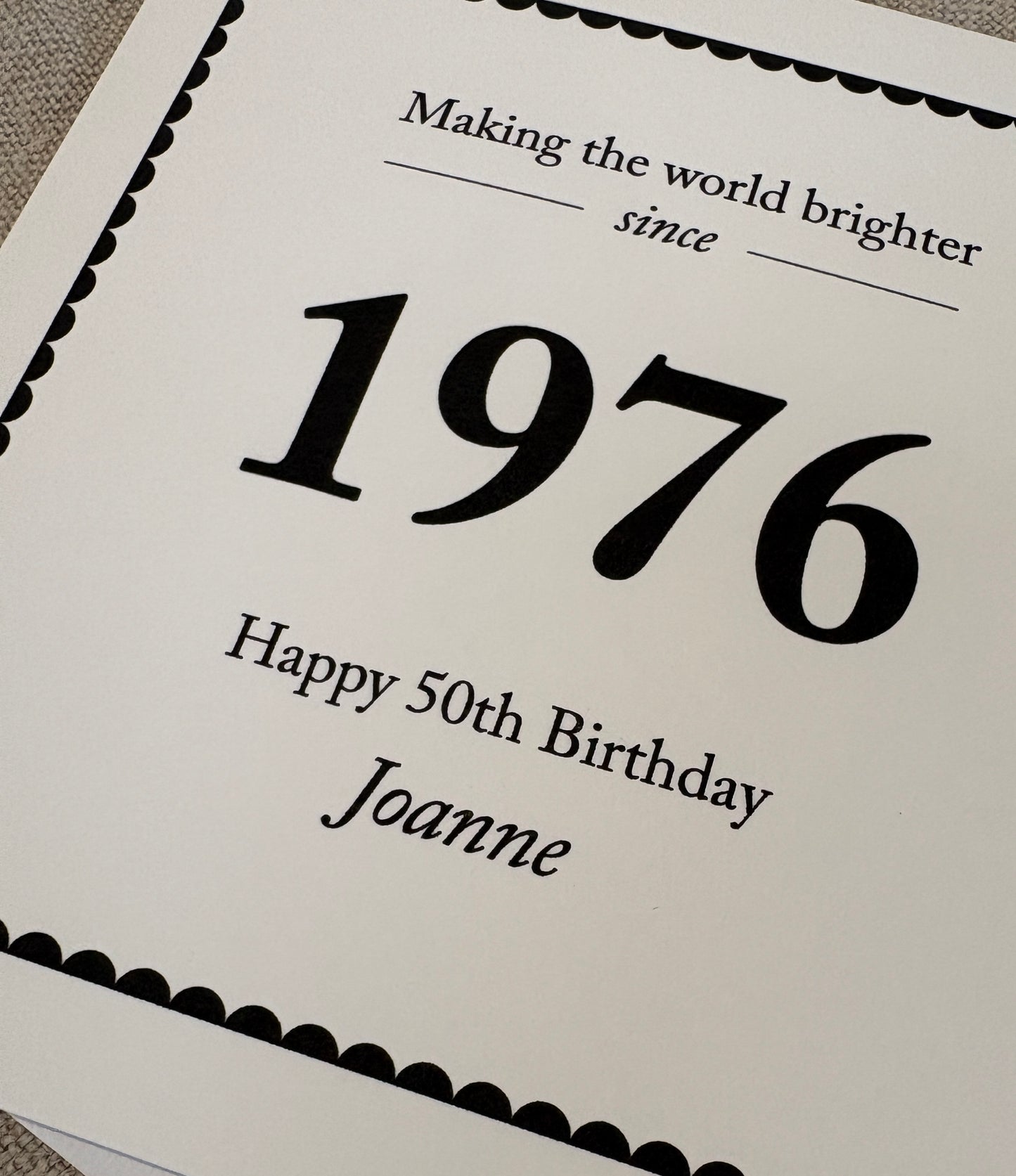Personalised with Year, Name & Age, Contemporary Birthday Card for Him / Her