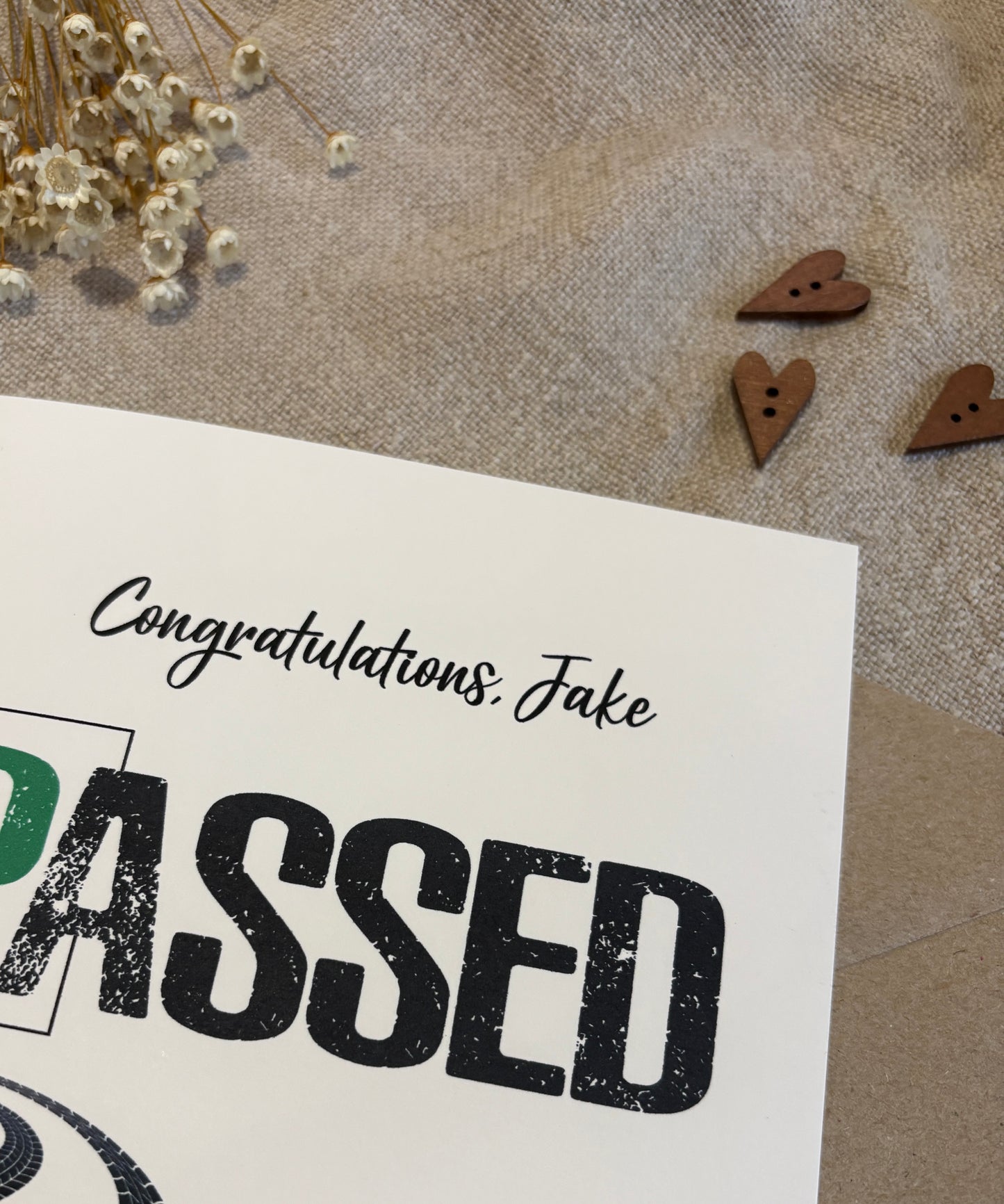 Personalised With Name, Passed Driving Test, Card