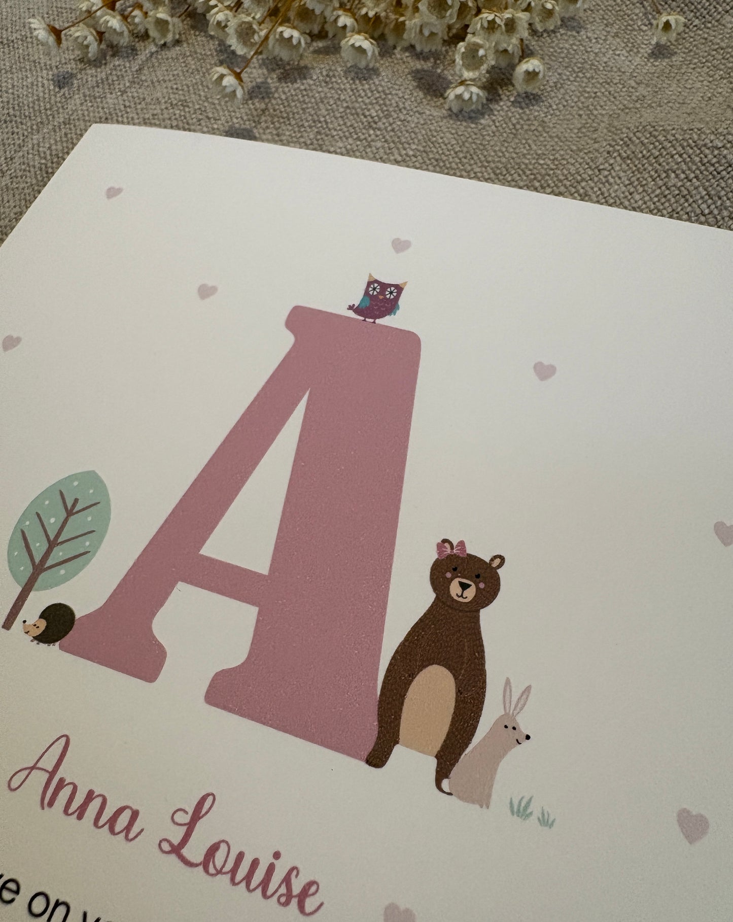 Personalised Pink Card for Christening, Baptism, Naming Day, Special Day.