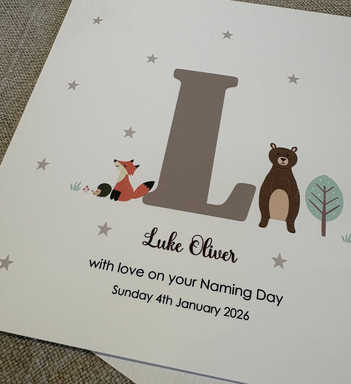Personalised Neutral Card for Christening, Baptism, Naming Day, Special Day.