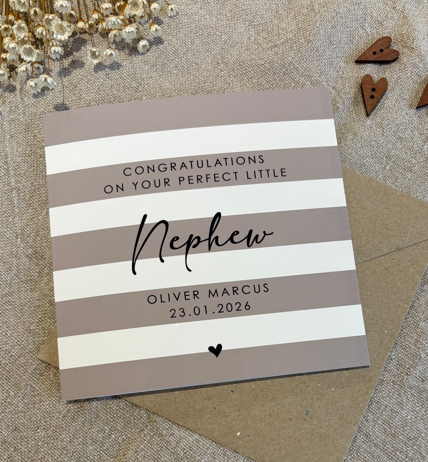Personalised Baby Card, For New Baby, Grandchild, Nephew, Niece etc.