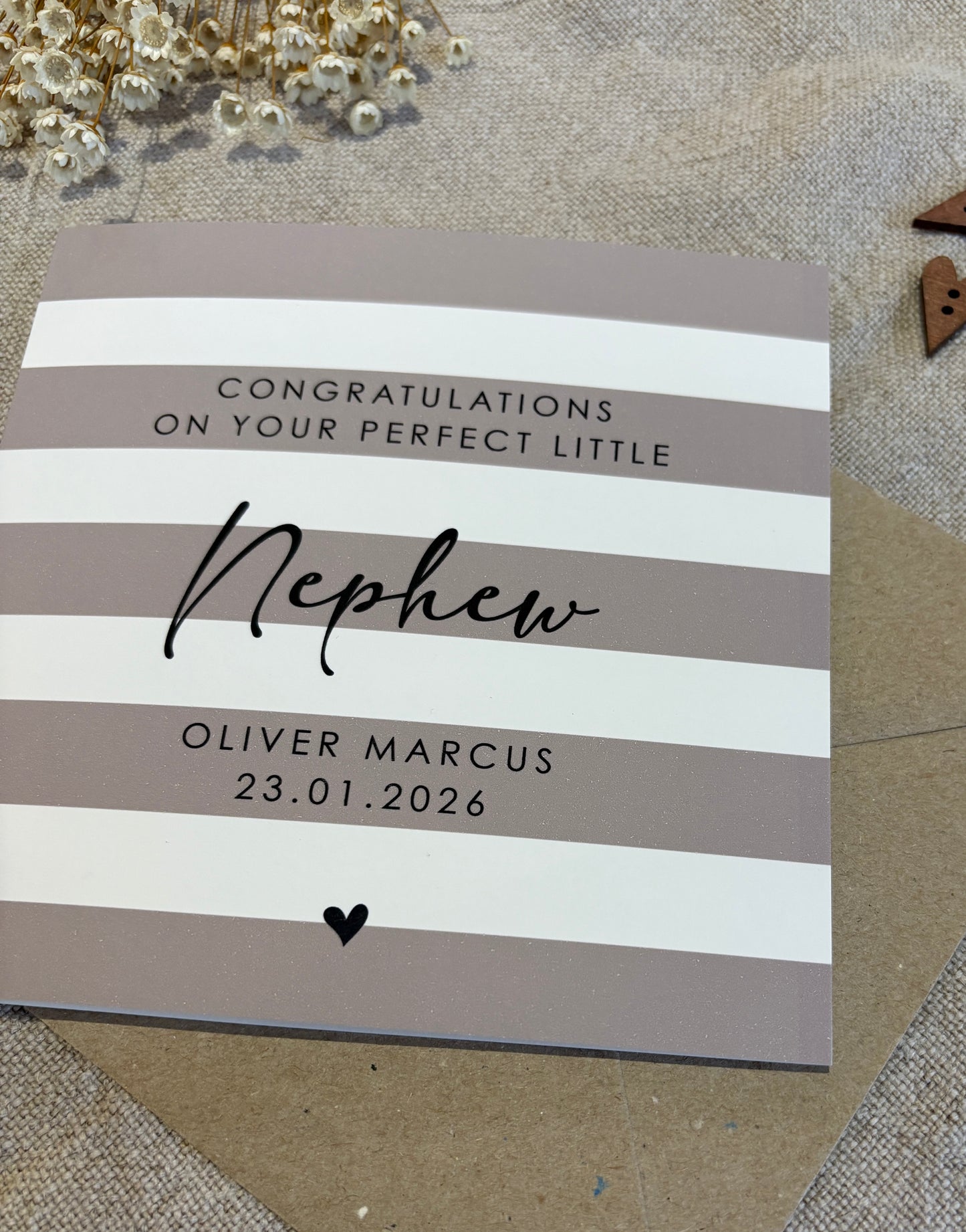 Personalised Baby Card, For New Baby, Grandchild, Nephew, Niece etc.