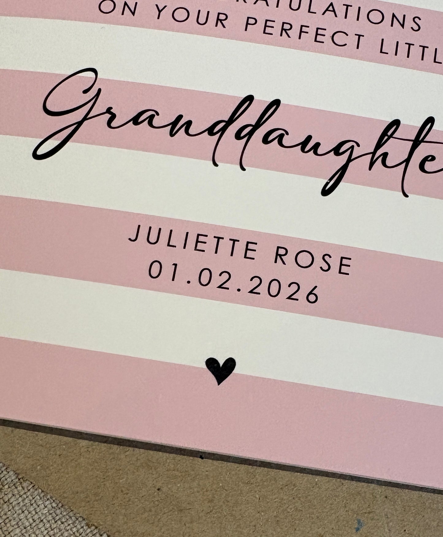 Personalised Baby Card, For Baby Girl, Granddaughter, Niece etc.