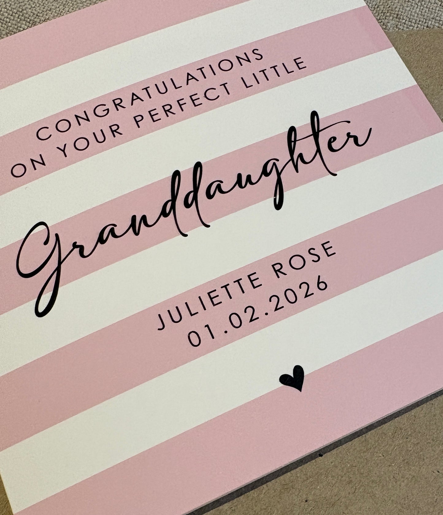 Personalised Baby Card, For Baby Girl, Granddaughter, Niece etc.