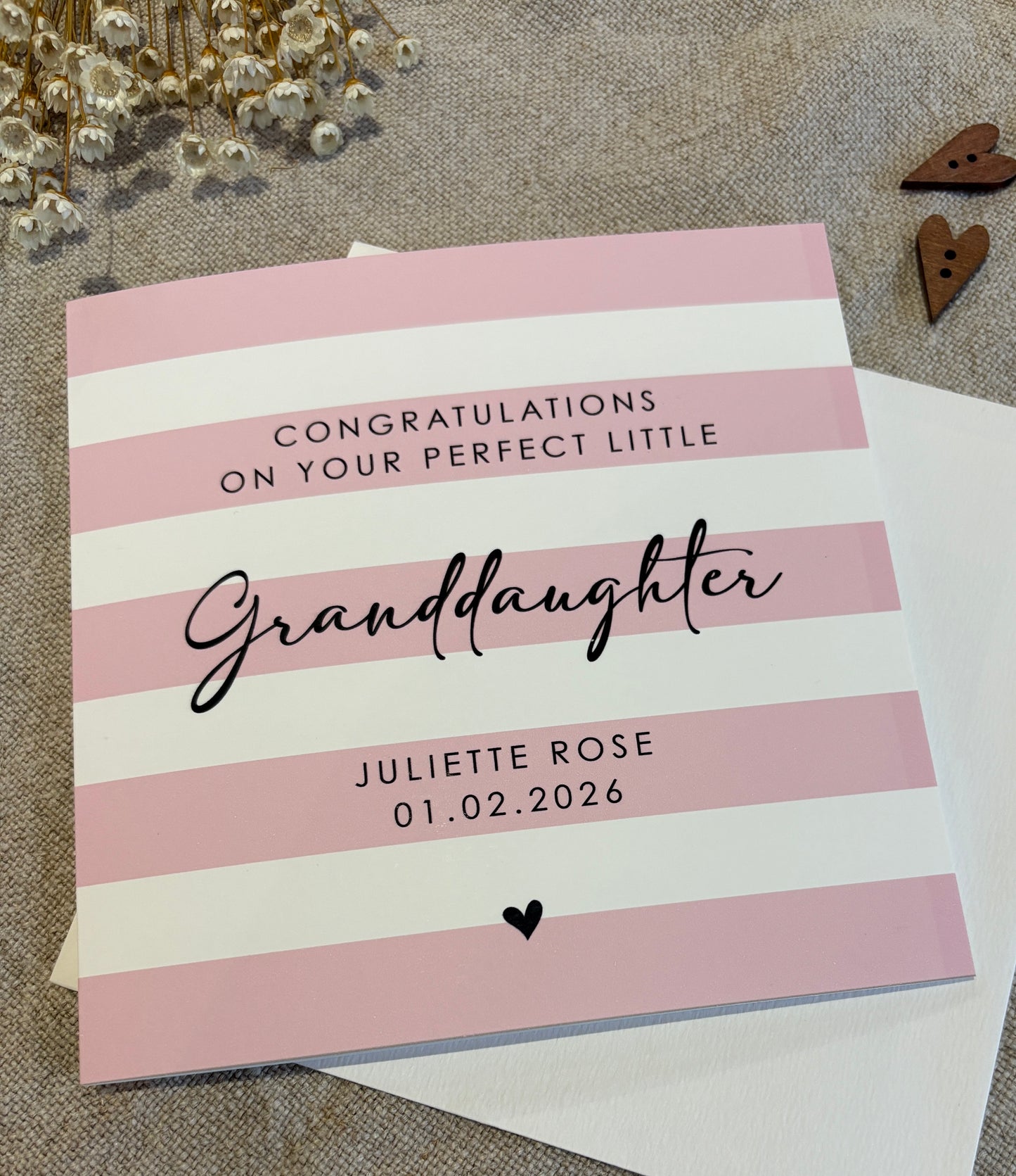 Personalised Baby Card, For Baby Girl, Granddaughter, Niece etc.
