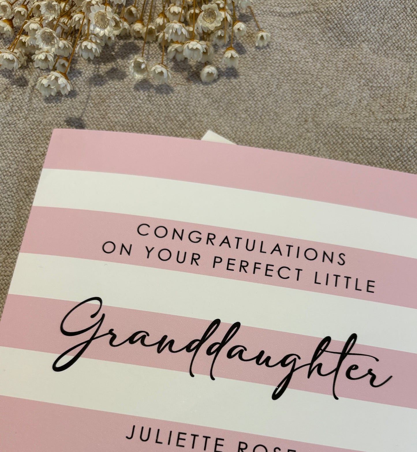 Personalised Baby Card, For Baby Girl, Granddaughter, Niece etc.