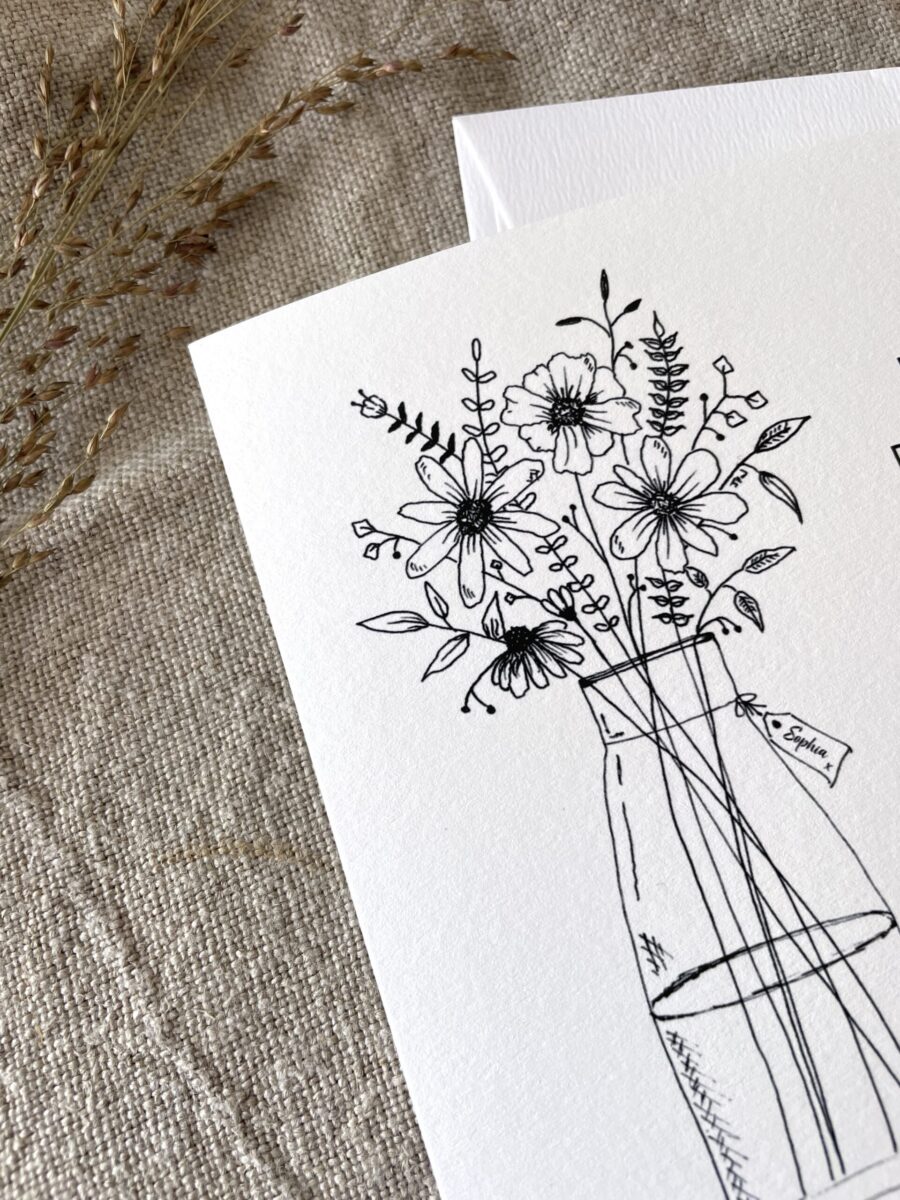 Personalised with Name, Illustrated Floral Birthday Card image 1