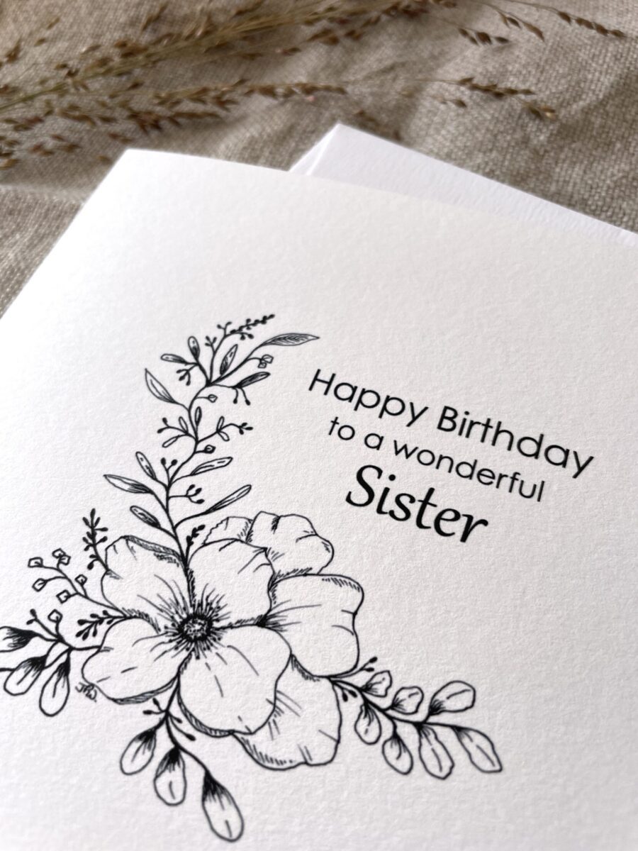 Illustrated Floral Birthday Card for Sister, Daughter, Mum Etc. image 1