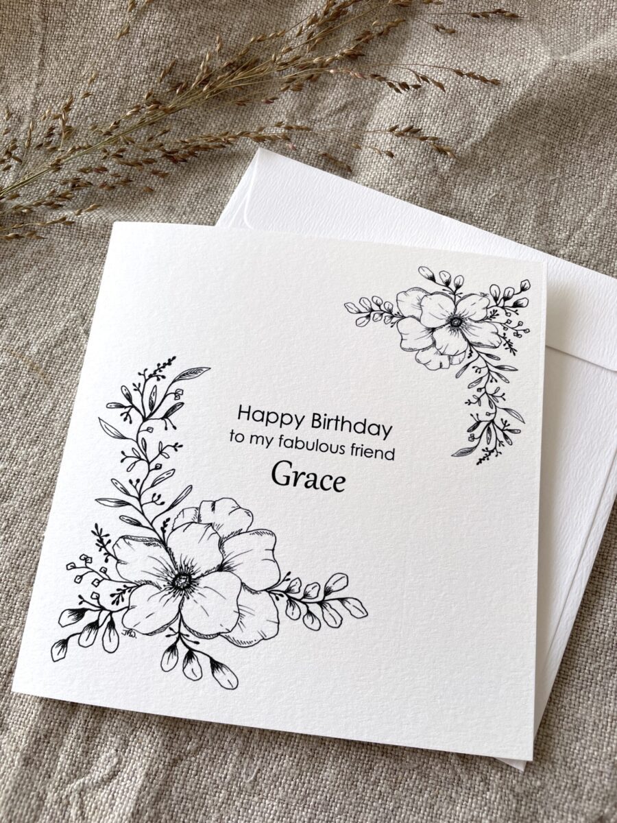 Personalised Illustrated Floral Birthday Card image 3