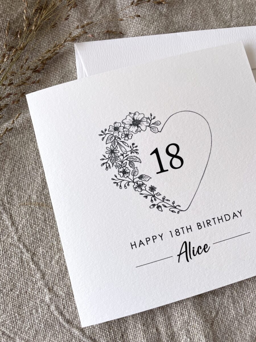 Personalised with Age & Name, Illustrated Floral Birthday Card image 1